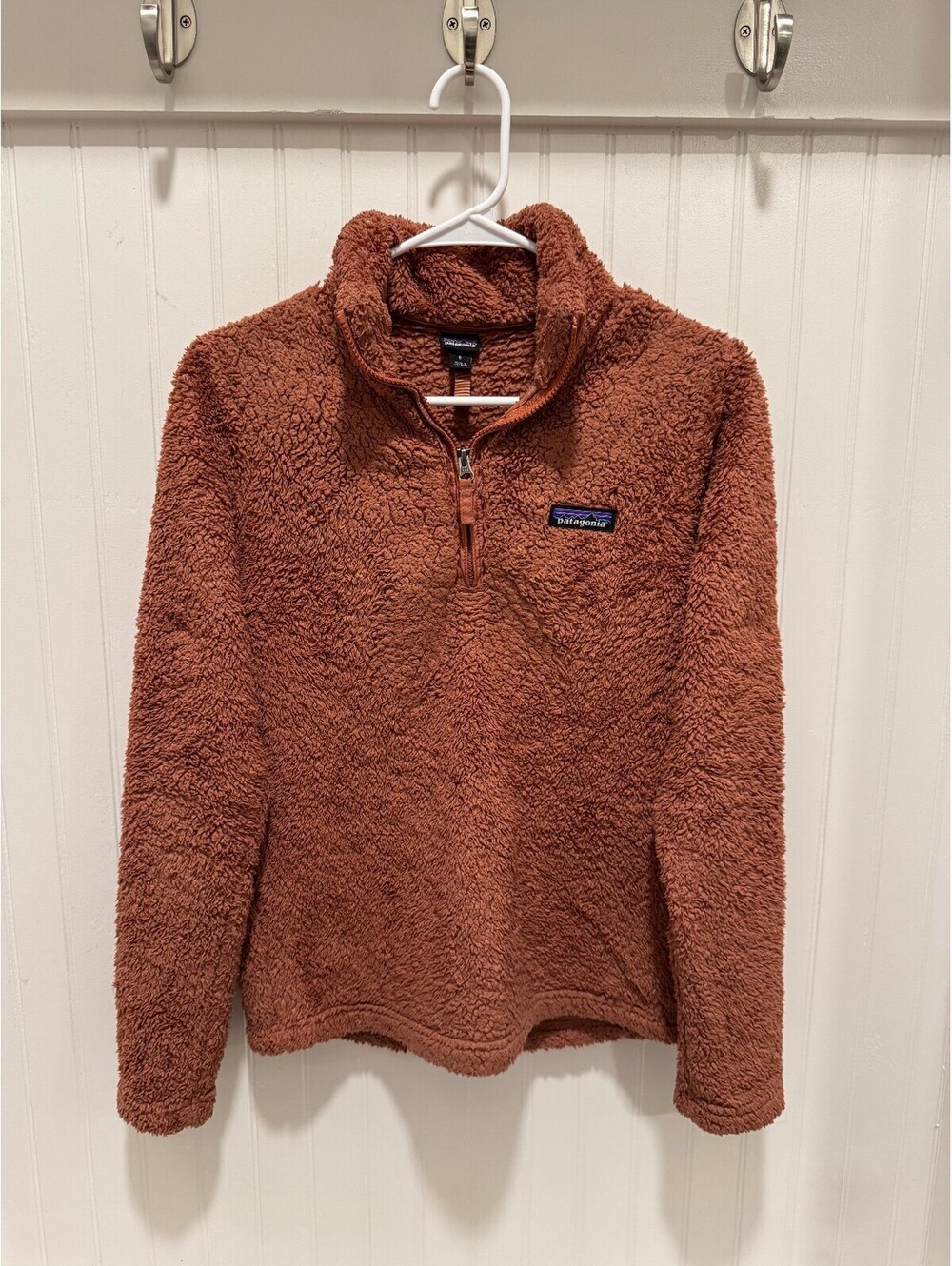 Patagonia Women's Small Rust Orange Fleece Sherpa 3/4 Zip Jacket Top